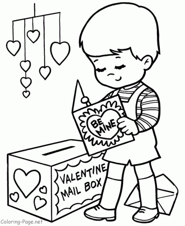Valentine Coloring sheets - Mail Box