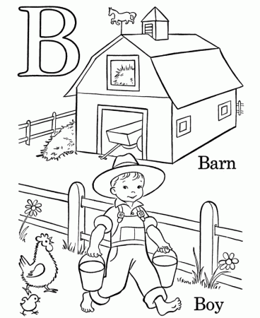 Alphabet Coloring Pages | Letter B - Free printable farm Alphabet 