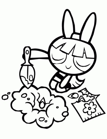 Powerpuff Girls Blossom Planting Flowers Coloring Page | Free 