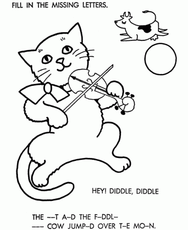 BlueBonkers: Nursery Rhymes Coloring Page Sheets - Hey Diddle 