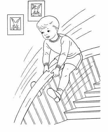 BlueBonkers: Boy Coloring Pages - boy sliding down a stair rail - Free  Printable Kids Coloring Sheets - for Boys
