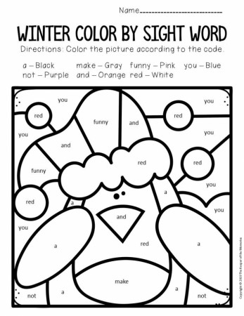 Penguin Color By Sight Word Worksheets | 99Worksheets