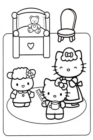 Hello Kitty coloring pages overview with a lot of Kitties