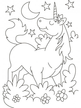 Unicorn At Night Coloring Pages To Print - VoteForVerde.com