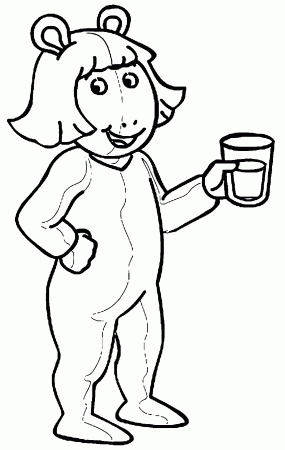 Arthur DW Read Pajamas Glass Of Water Coloring Page | Wecoloringpage