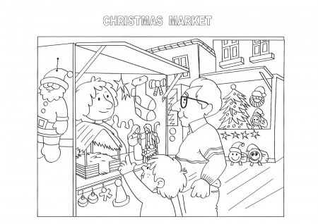 Christmas market coloring pages