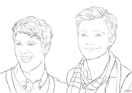 klaine messy lineart | Lineart sketch, Art realistic, Art