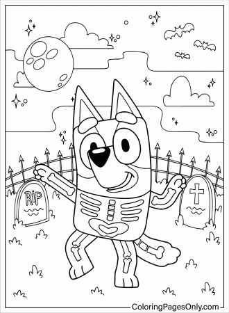 Bluey Halloween Coloring Page - Free ...