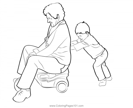 Child Pushing Grandmother Coloring Page for Kids - Free Children's Day  Printable Coloring Pages Online for Kids - ColoringPages101.com | Coloring  Pages for Kids