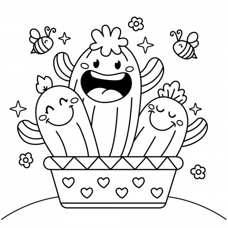 cute cactus coloring page