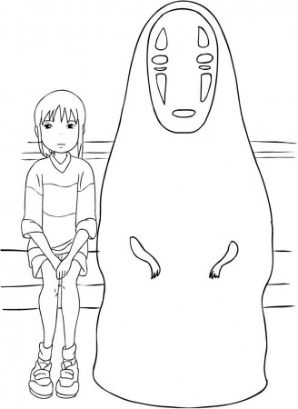 Chihiro And No-Face From Spirited Away Coloring Page - Coloring Home Pages  in 2023 | Studio ghibli art, Line art drawings, Ghibli art