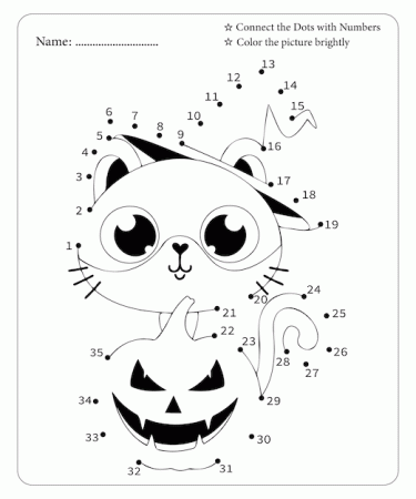 Premium Vector | Halloween dot to dot coloring page for kids premium vector