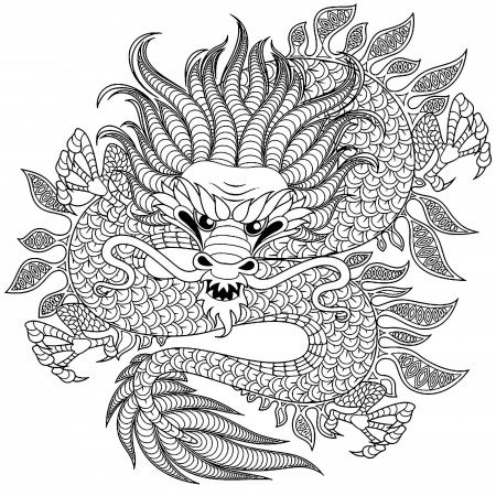 Dragon circular - Dragons Adult Coloring Pages