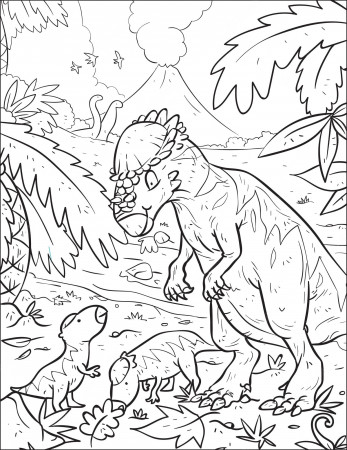 Premium Vector | Prehistoric predatory dinosaur pachycephalosaurus and baby  dinosaur coloring book and coloring page