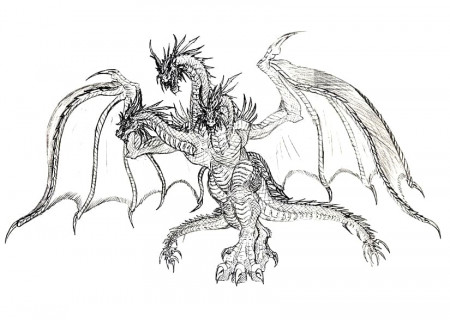 King Ghidorah Coloring Page - Free Printable Coloring Pages for Kids