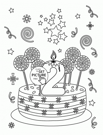 Happy 2nd Birthday coloring page for kids, holiday coloring pages ...