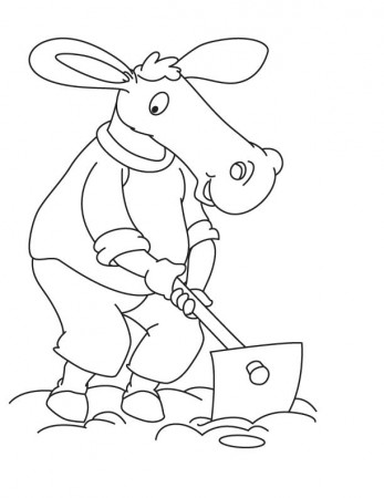Donkey digging coloring page | Download Free Donkey digging coloring page  for kids | Best Coloring Pages