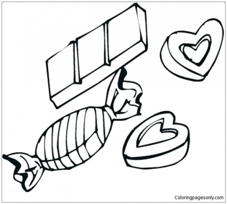 Hearts And Chocolate Candies Coloring Pages - Desserts Coloring Pages - Coloring  Pages For Kids And Adults