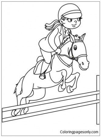 Jumping Horse With Girl Coloring Pages - Horse Coloring Pages - Coloring  Pages For Kids And Adults
