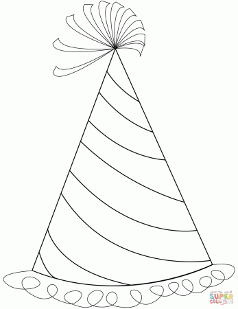 Happy Birthday Party Hat coloring page | Free Printable Coloring Pages