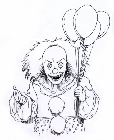 Creepy Clown Coloring Page - Free Printable Coloring Pages for Kids