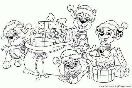 PAW Patrol Christmas Gifts Coloring Page - Get Coloring Pages