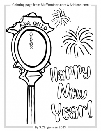 COLORING PAGE Happy New Year 2024 | Ada Icon