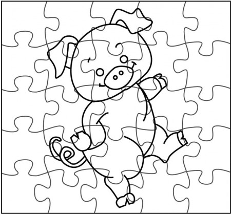 Pig Jigsaw Puzzle Coloring Page - Free Printable Coloring Pages for Kids