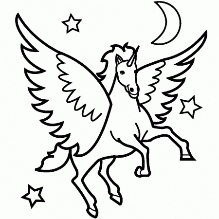 Pegasus Flew See The Stars And Moon Coloring Pages For Kids #emG ...
