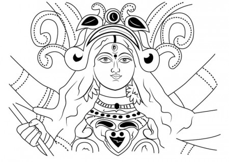 Durga Devi Face Coloring Page - Free Printable Coloring Pages for Kids