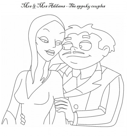 The Addams Family coloring pages - Mrs & Mr Addams