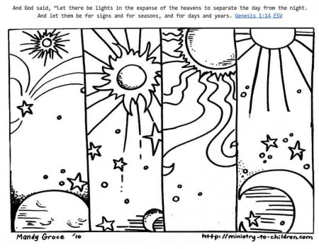 Genesis 1:14 Coloring Sheets - God Made Day & Night - Ministry-To-Children Coloring  Pages