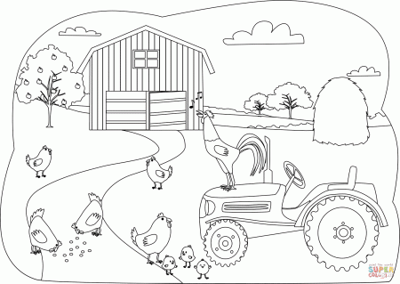 Chickens on the Farm coloring page | Free Printable Coloring Pages
