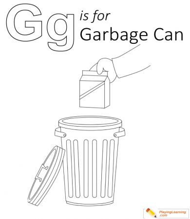 G Is For Garbage Can Coloring Page 01 | Free G Is For Garbage Can Coloring  Page