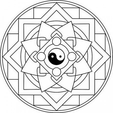 Mandala with Yin Yang Coloring Page - Free Printable Coloring Pages for Kids