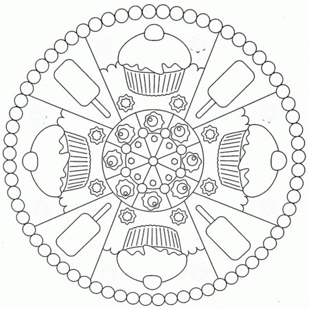 Cookies And Ice Cream Mandala Coloring Pages | Mandala Coloring ...