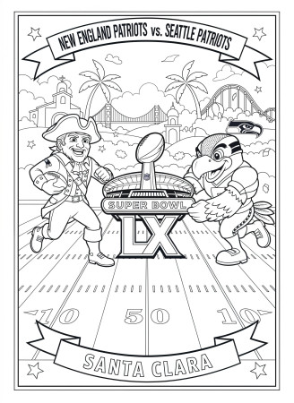 2026 Super Bowl LX Patriots vs Seahawks coloring page