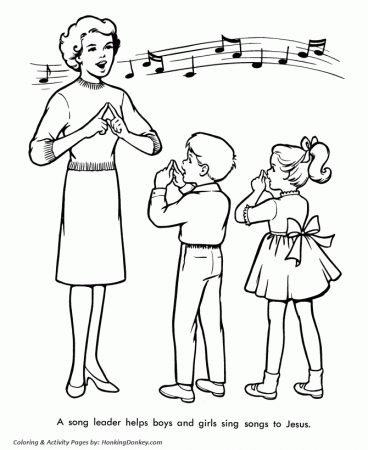 Church Coloring Pages - Children Sing Easter Songs | HonkingDonkey
