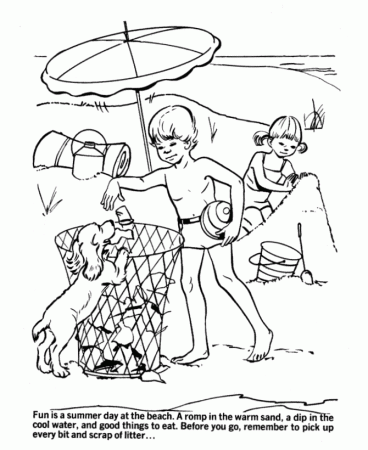 Earth Day Coloring Pages - Beach environmental awareness Coloring 