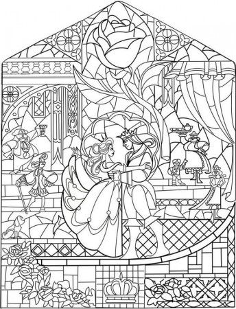 Art Therapy coloring page Princesses : Stained-glass window 4