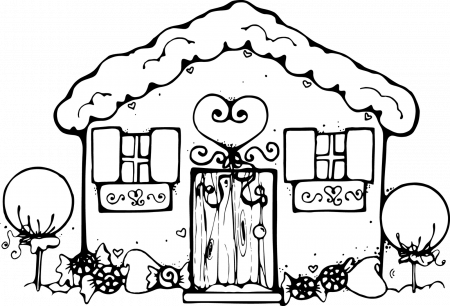 Gingerbread House Coloring Pages For Kids Clipart - Gingerbread House  Coloring Pages - (1600x1091) Png Clipart Download