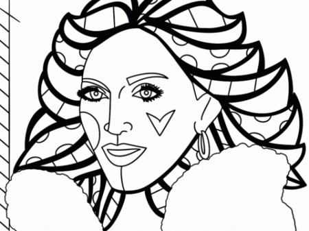 Madonna by Romero Britto coloring page | Free Printable Coloring Pages