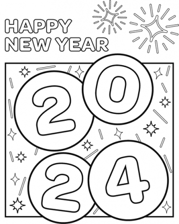 Happy New Year 2024 Coloring Page for Kids | Crayola.com | crayola.com