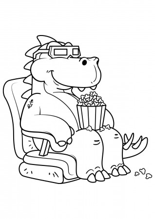 Coloring Page dinosaur to the movies - free printable coloring pages - Img  30971
