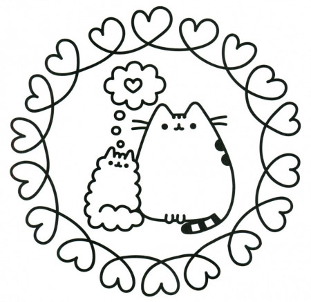 Pusheen Coloring Page Cat Love Best Heart Sheets For Adults ...