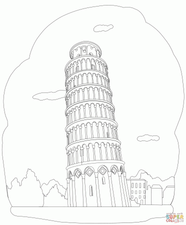 Leaning Tower of Pisa coloring page | Free Printable Coloring Pages