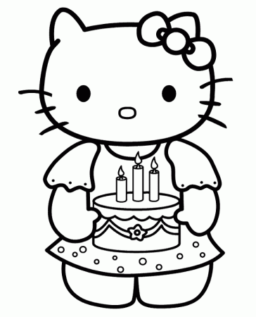 Hello Kitty and cake coloring sheet - Topcoloringpages.net