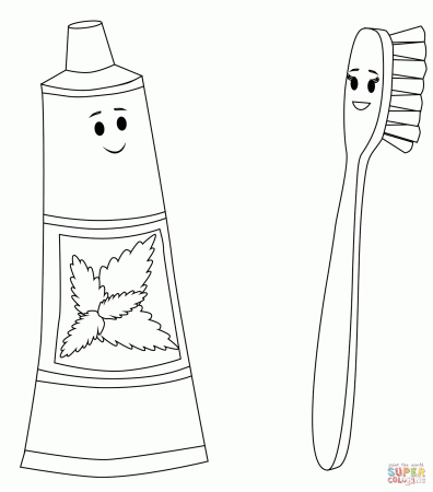 Toothpaste and Toothbrush Characters coloring page | Free Printable Coloring  Pages