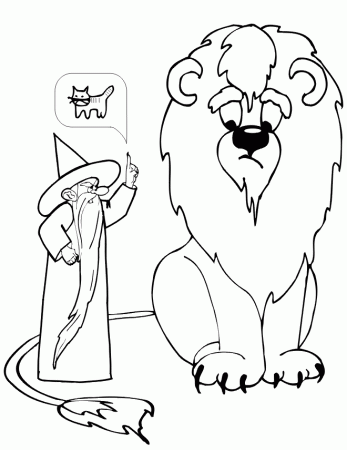 Cat Coloring Page | A Wizard With A Lion