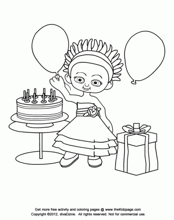 Birthday Party Kid - Free Coloring Pages for Kids - Printable 